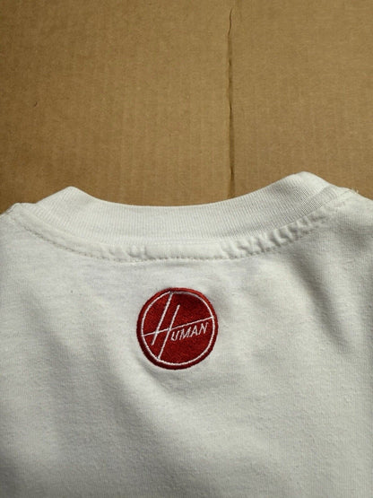 Vintage 90s Human Skateboards “Bad Idea” Skate Logo Rare Red Armband LA Shirt L - thriftgoblin