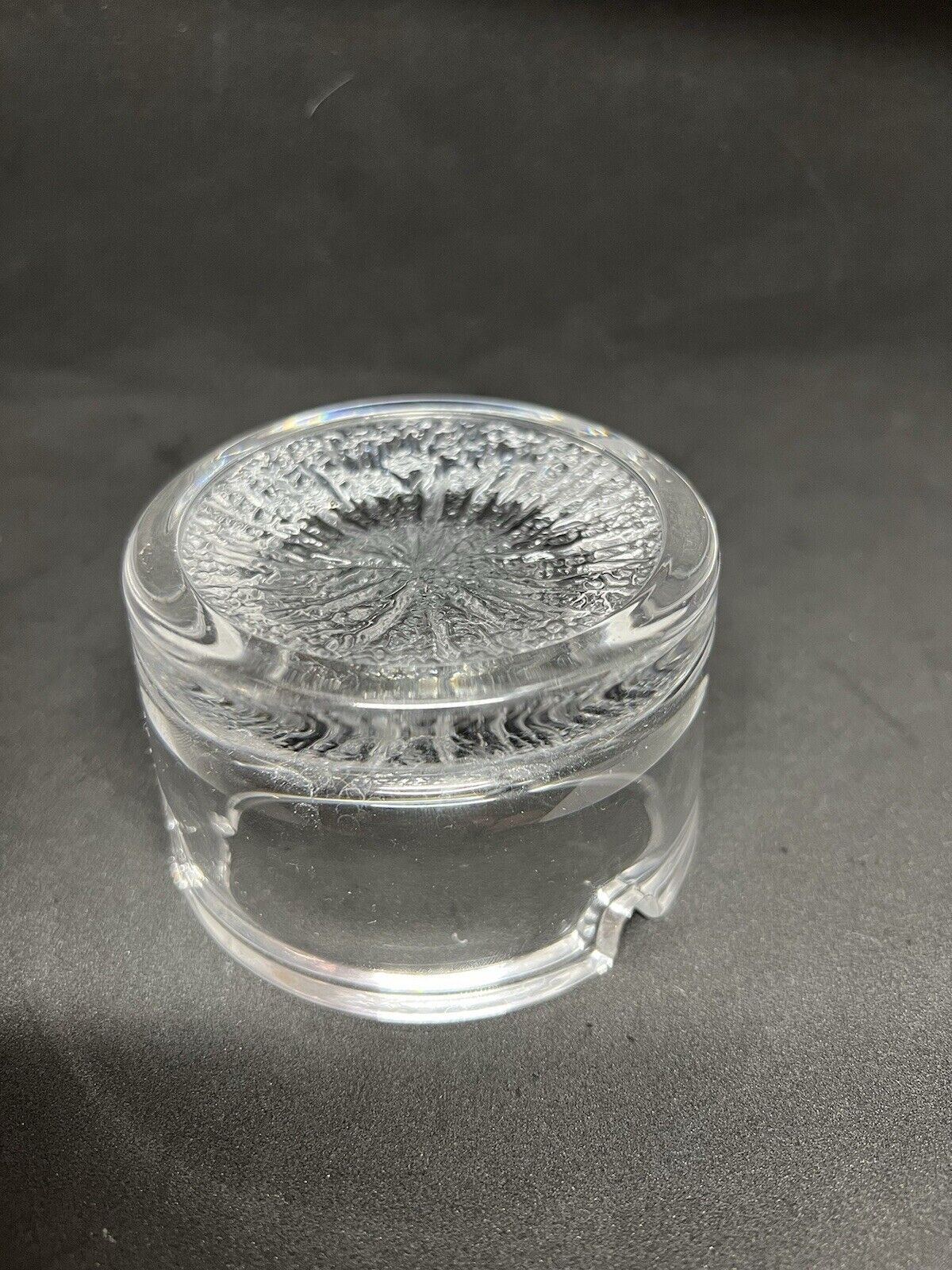 Vintage Ashtray Crystal Clear Glass Textured Bottom Classy Heavy Quality Lounge - thriftgoblin