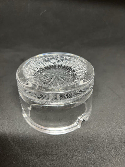 Vintage Ashtray Crystal Clear Glass Textured Bottom Classy Heavy Quality Lounge - thriftgoblin