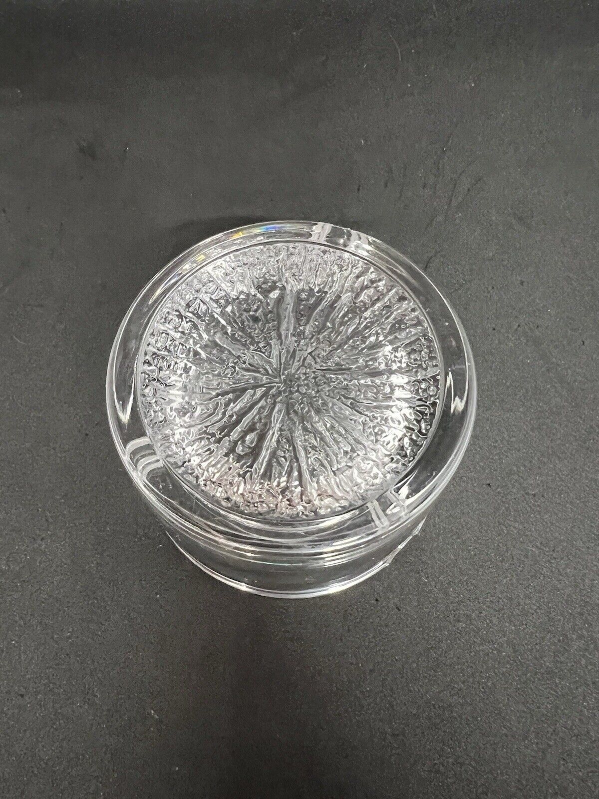Vintage Ashtray Crystal Clear Glass Textured Bottom Classy Heavy Quality Lounge - thriftgoblin
