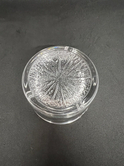 Vintage Ashtray Crystal Clear Glass Textured Bottom Classy Heavy Quality Lounge - thriftgoblin