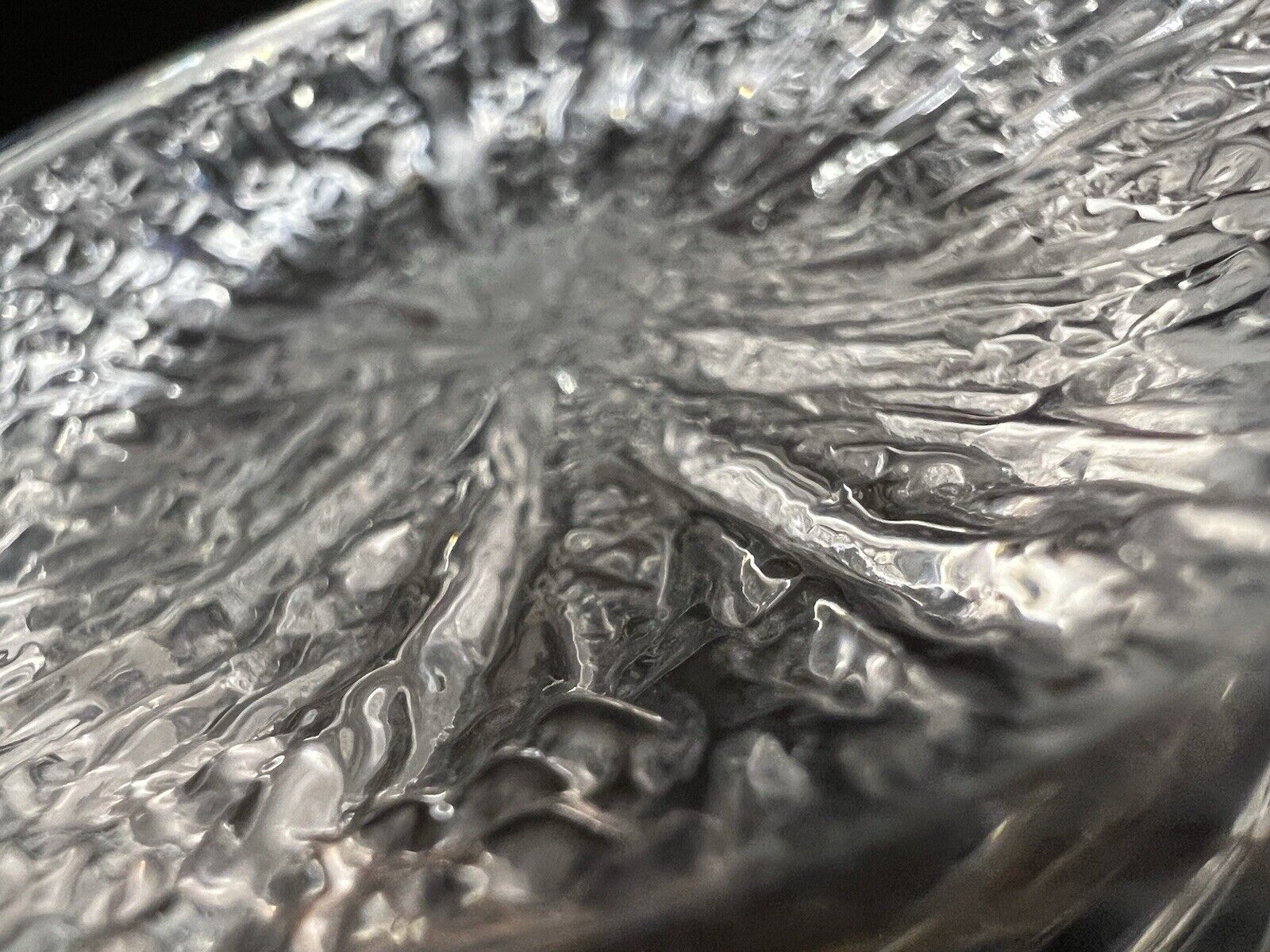 Vintage Ashtray Crystal Clear Glass Textured Bottom Classy Heavy Quality Lounge - thriftgoblin