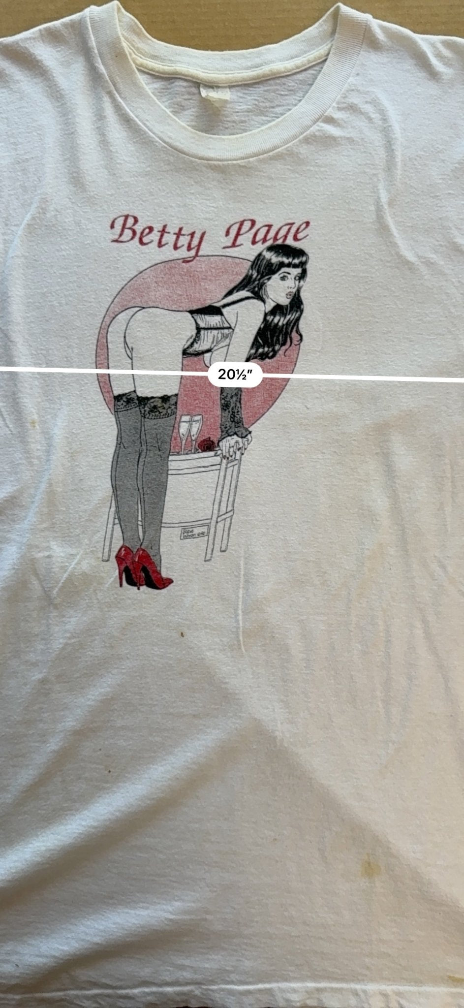 Vintage Betty Page Pinup Single Stitch Tee Made USA Size L Pin - Up - thriftgoblinTee