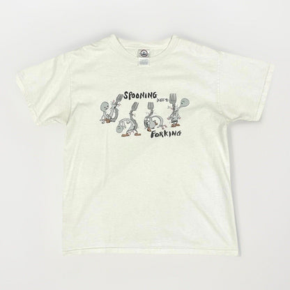 Vintage Delta Pro Weight Spoon Fork T-Shirt M USA Made Funny Graphic Rare Humor - thriftgoblin