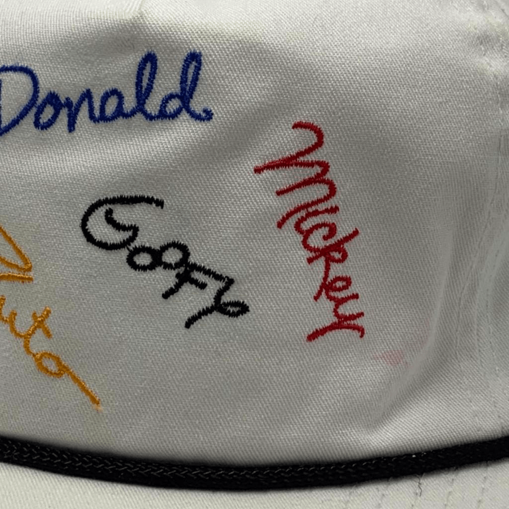 Vintage Disney Crew Signature White Leather Buckle Hat - thriftgoblin