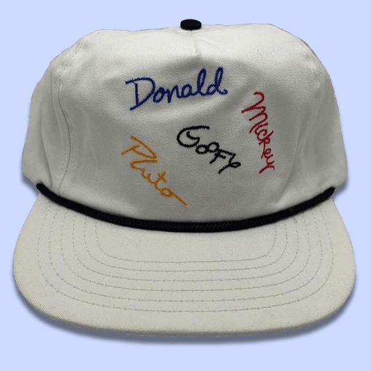 Vintage Disney Crew Signature White Leather Buckle Hat - thriftgoblin