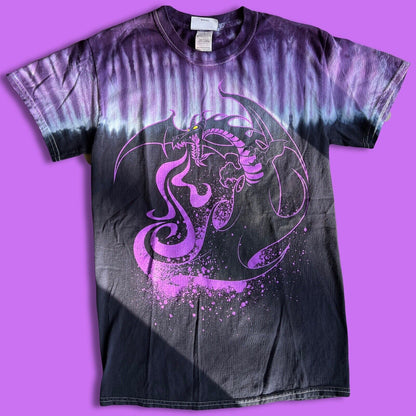 Vintage Disney Maleficent Shirt Mens Small Purple Tie Dye Murphy 2000 Y2K Dragon - thriftgoblin