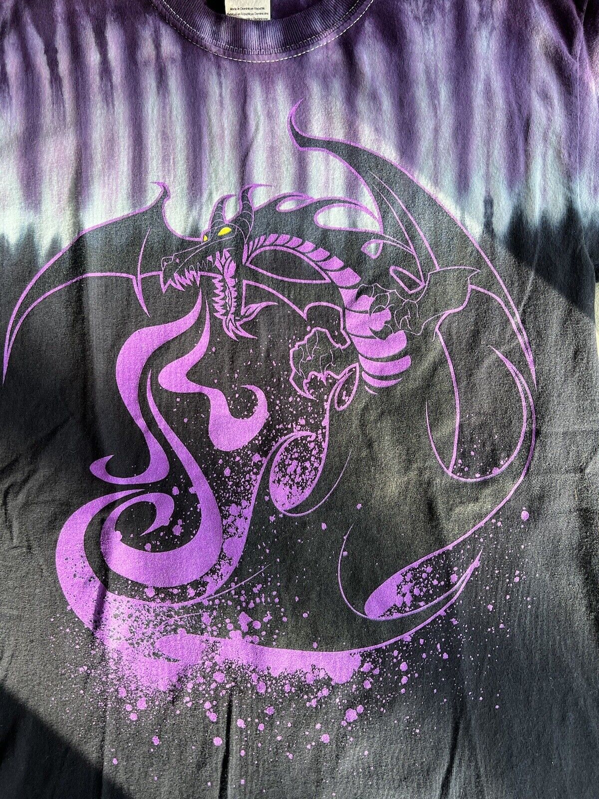 Vintage Disney Maleficent Shirt Mens Small Purple Tie Dye Murphy 2000 Y2K Dragon - thriftgoblin