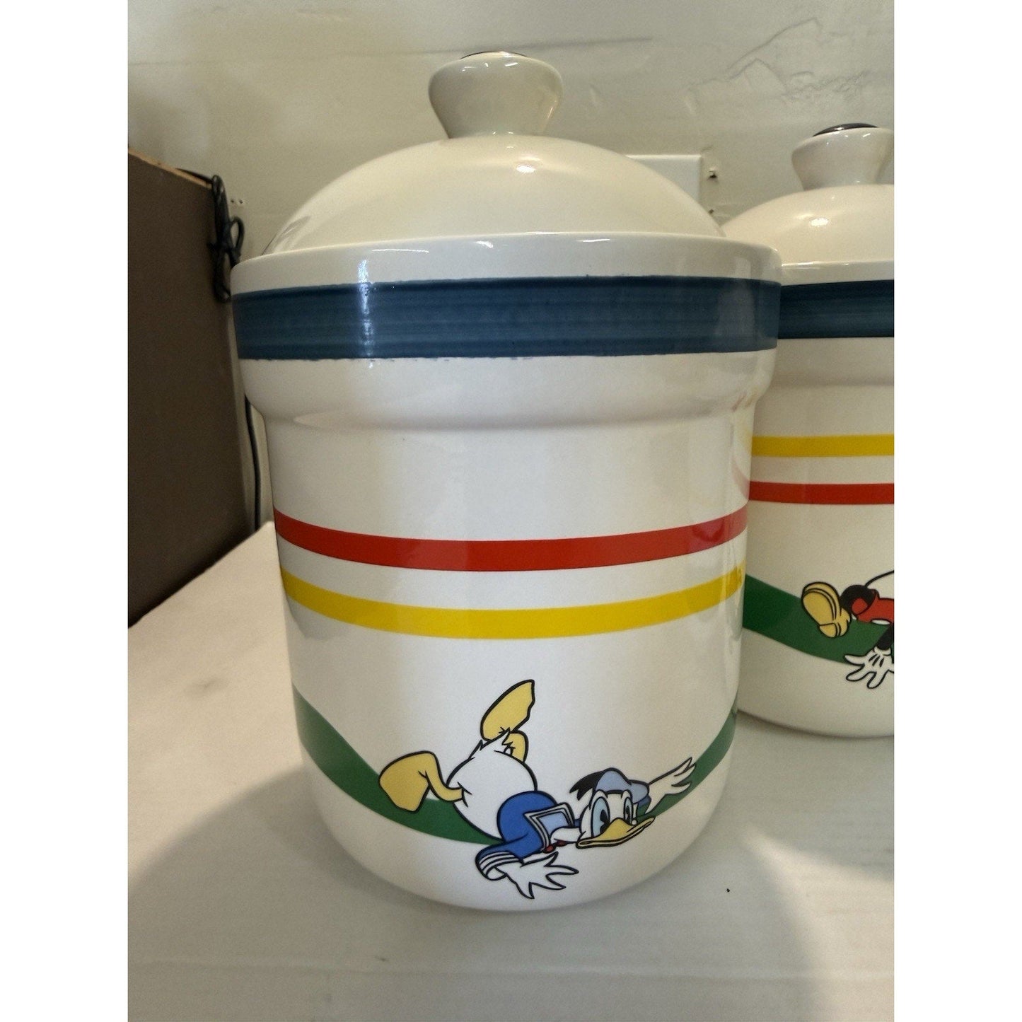 Vintage Disney Treasure Craft “Stars & Stripes” 4‑Piece Canister Set Mickey & Co - thriftgoblin