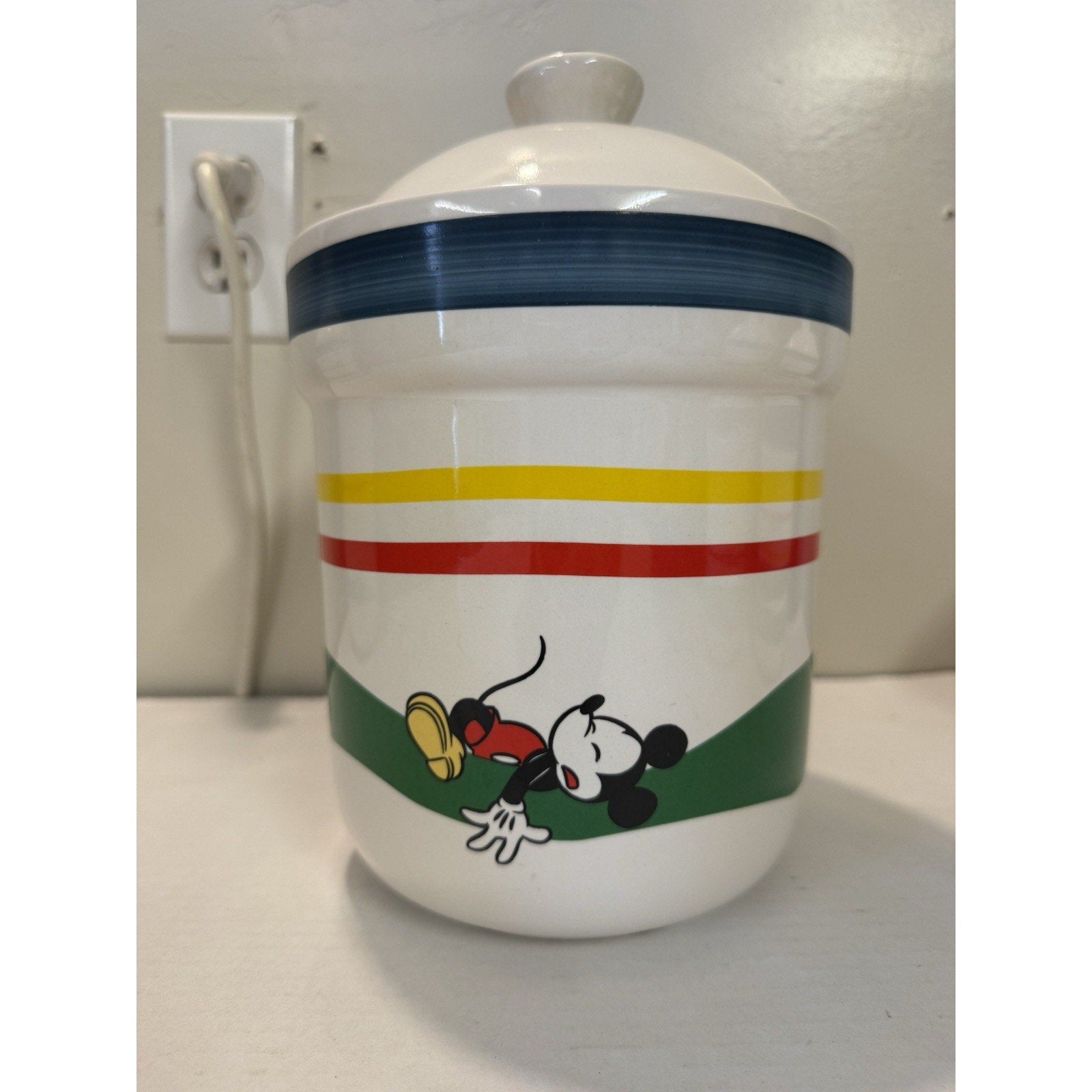 Vintage Disney Treasure Craft “Stars & Stripes” 4‑Piece Canister Set Mickey & Co - thriftgoblin