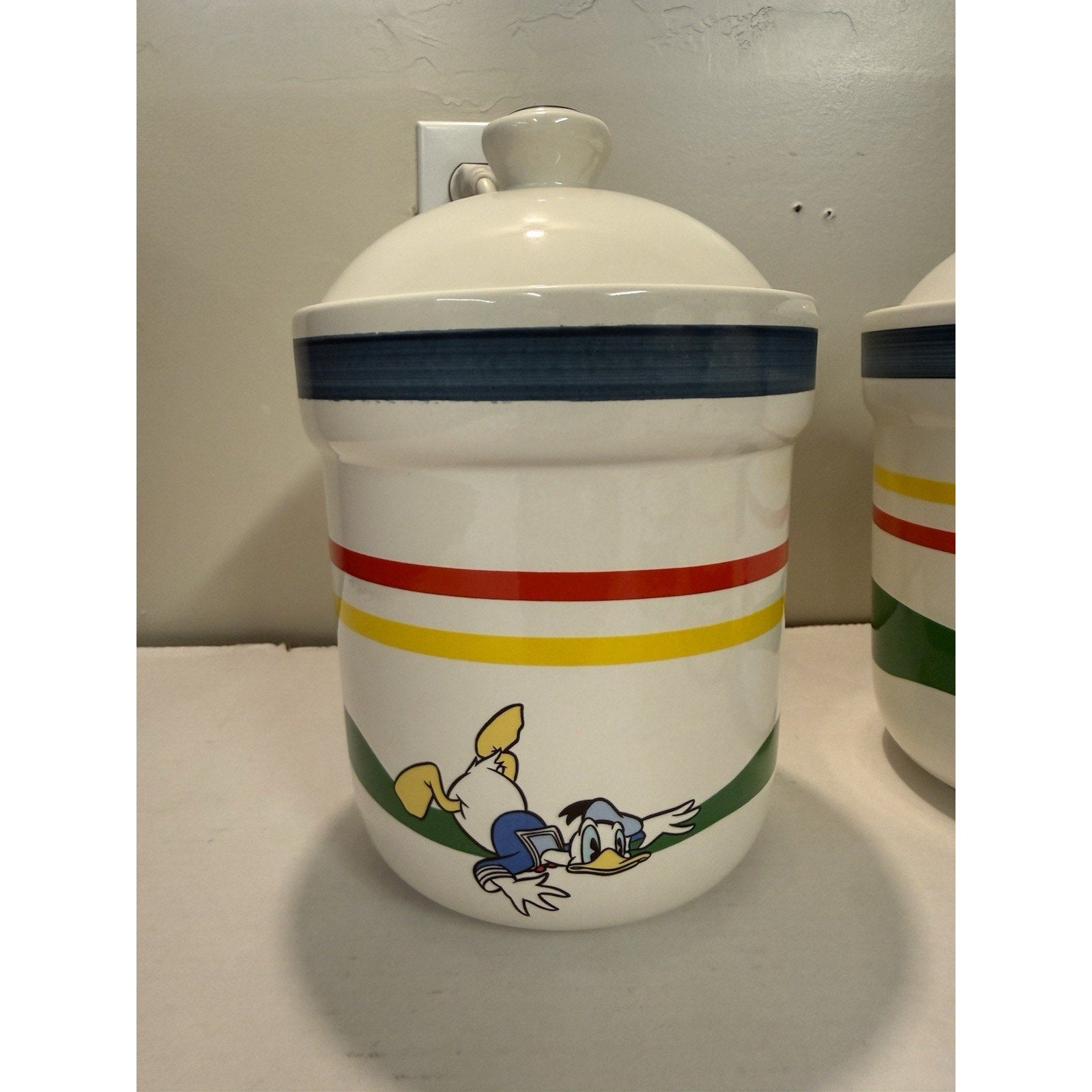 Vintage Disney Treasure Craft “Stars & Stripes” 4‑Piece Canister Set Mickey & Co - thriftgoblin