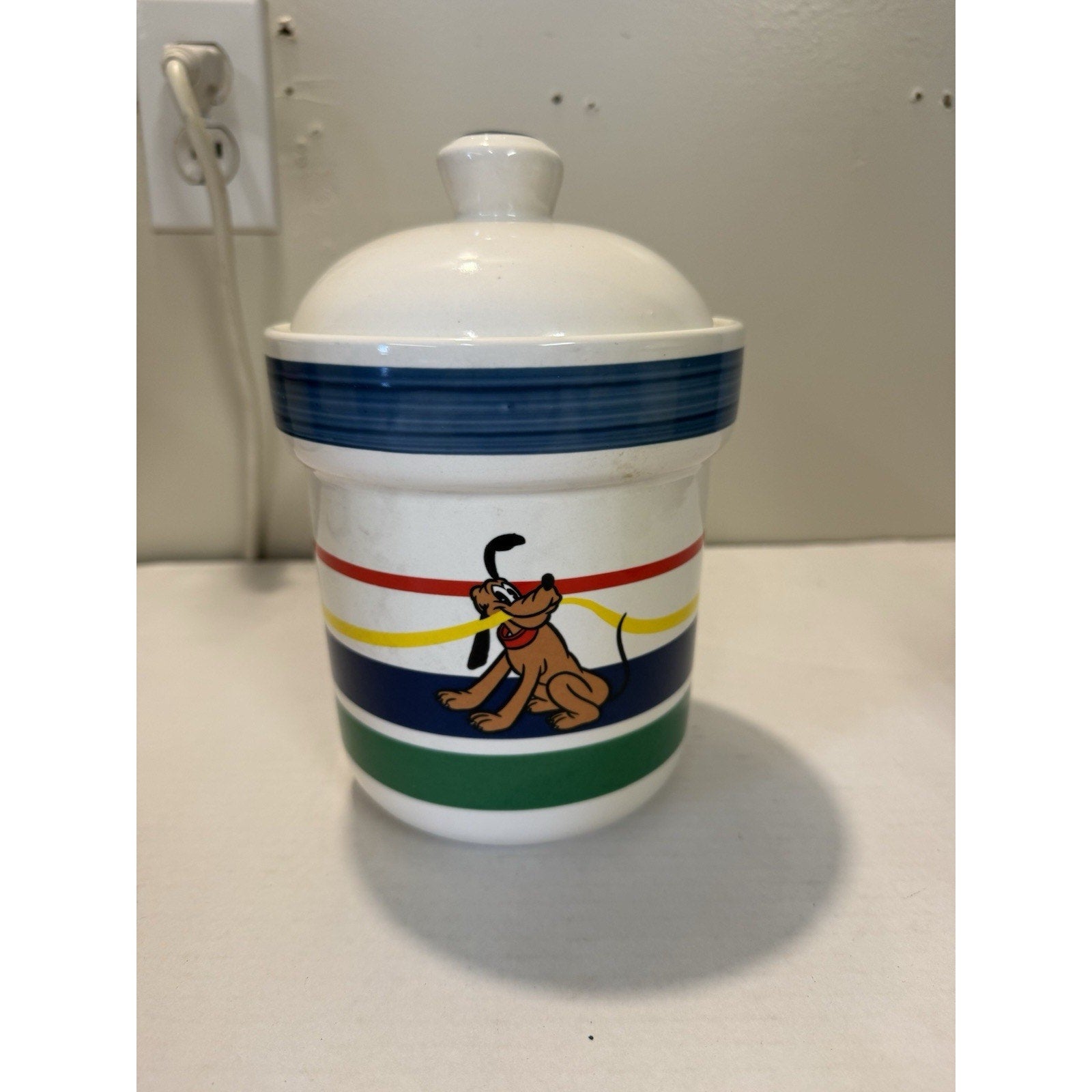 Vintage Disney Treasure Craft “Stars & Stripes” 4‑Piece Canister Set Mickey & Co - thriftgoblin