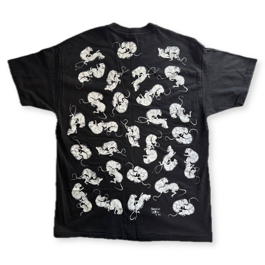 Vintage Fashion Victim Rat All Over Print Tee Hanes Heavyweight XL Black Single Stitch - Thrift GoblinT-Shirt