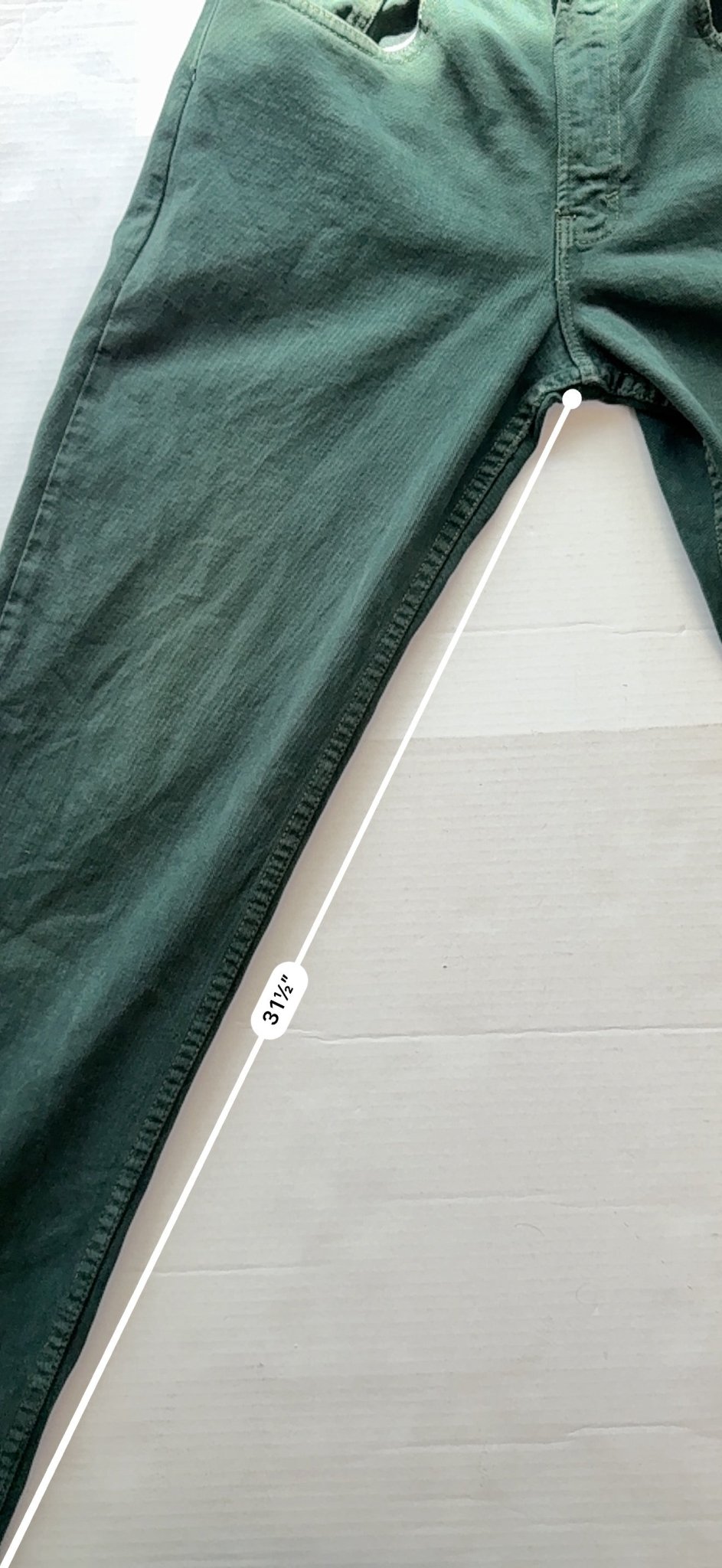 Vintage GAP Denim Forest Green Loose Fit Jeans Leather Patch W31 Chain Stitch - thriftgoblinDenim