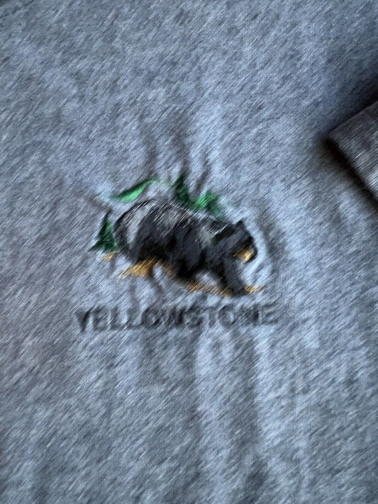 Vintage Green Brand Recycled Yellowstone National Park T Shirt Men's XL Blue USA - thriftgoblin