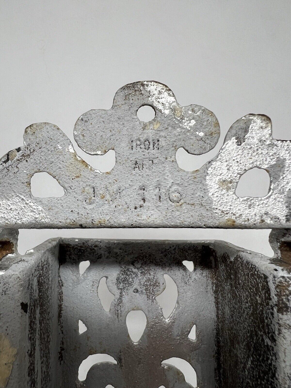 Vintage Heavy Cast Iron Black Fireplace Match Box Holder Wall Mount Fits Box - thriftgoblin
