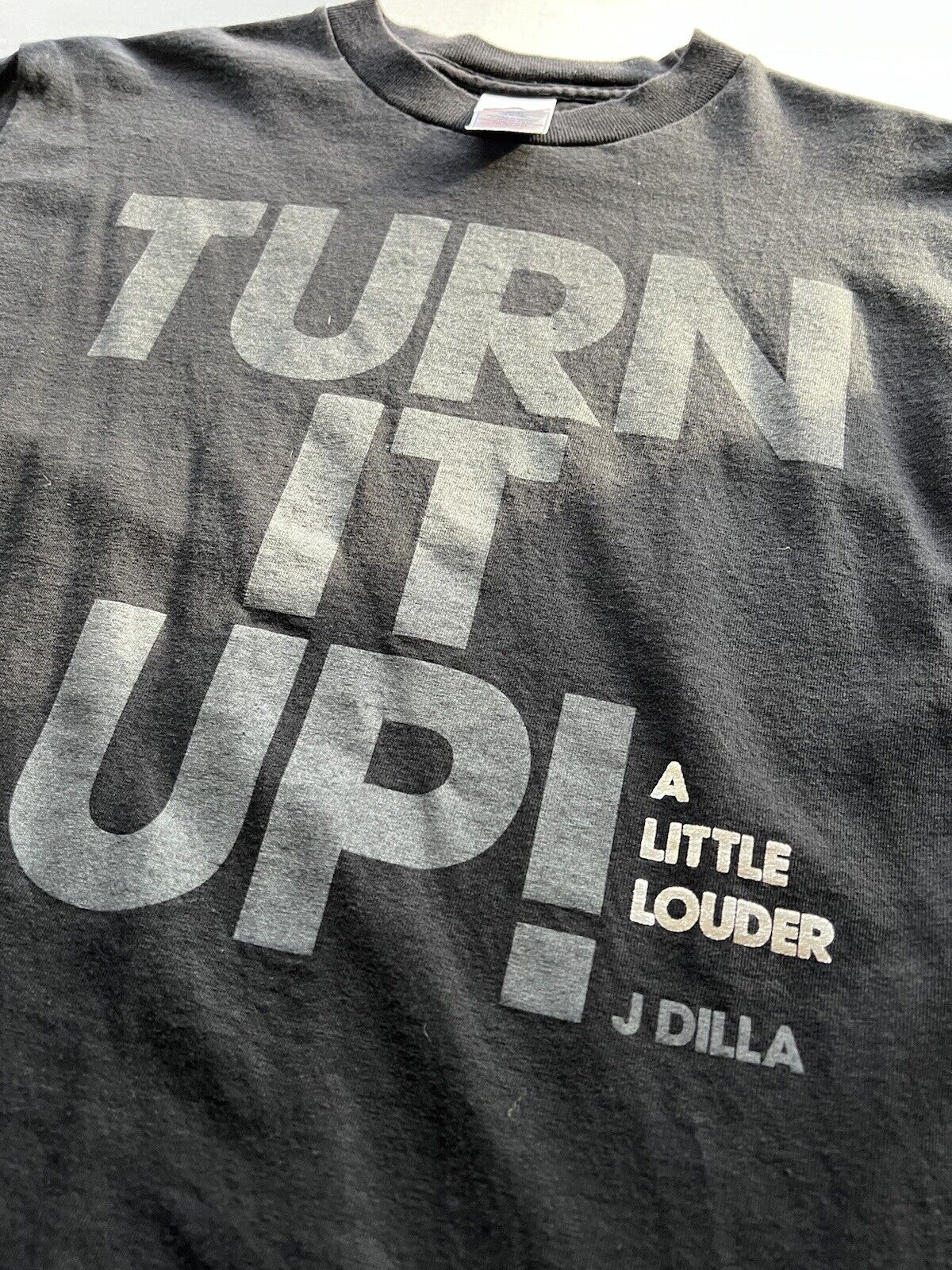 Vintage J Dilla Turn It Up! Stones Throw Ruff Draft Rap RARE Black T Shirt - thriftgoblin