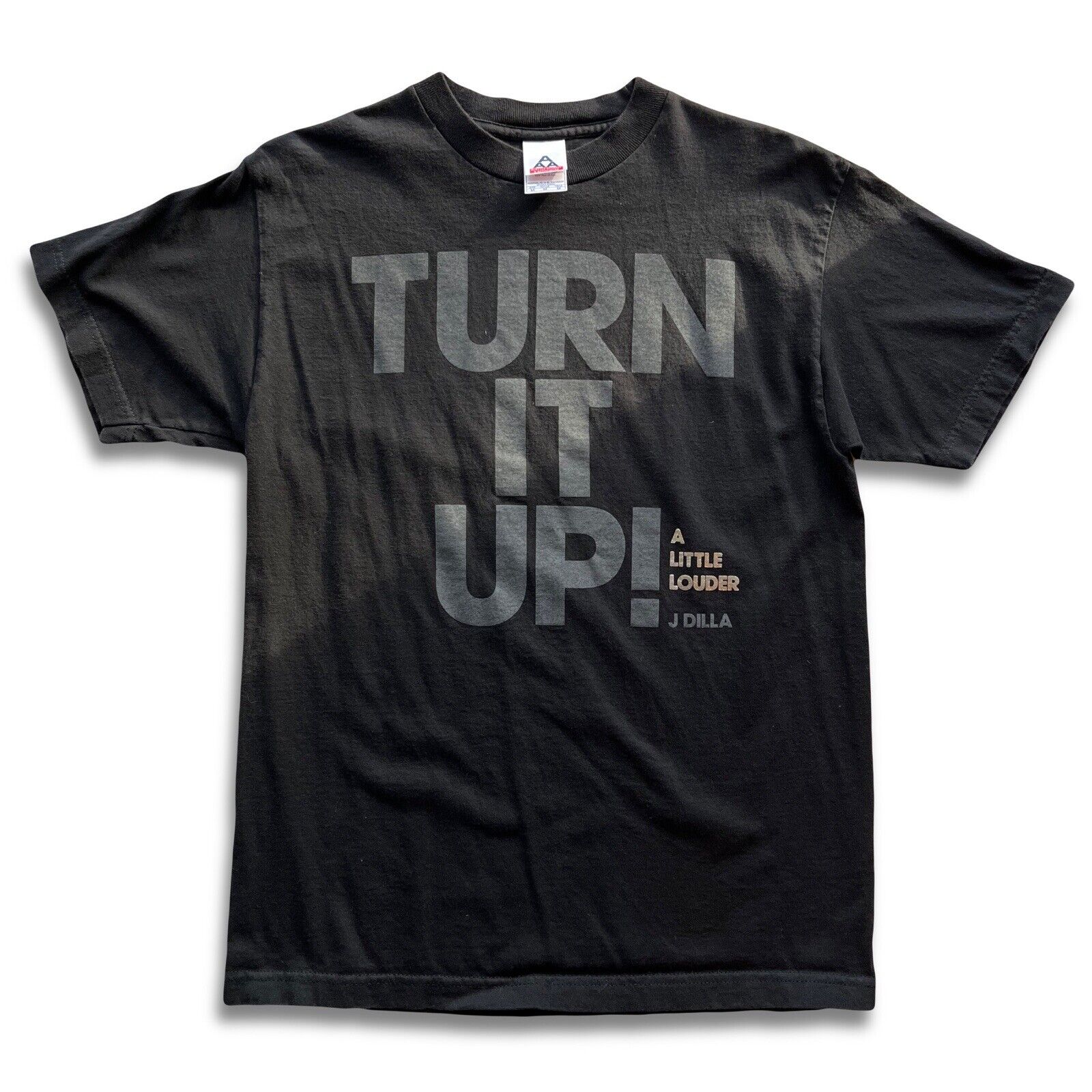 Vintage J Dilla Turn It Up! Stones Throw Ruff Draft Rap RARE Black T Shirt - thriftgoblin