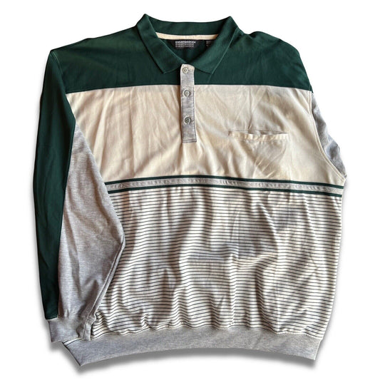 Vintage Knightsbridge 70s Polo Shirt Long Sleeve Mens Fresh Dad Golf Green - thriftgoblin