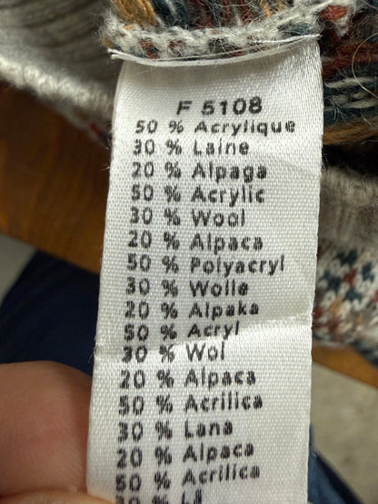 Vintage Lacoste Fair Isle Knit Sweater, Made in France, Size 6, Croc Embroidered