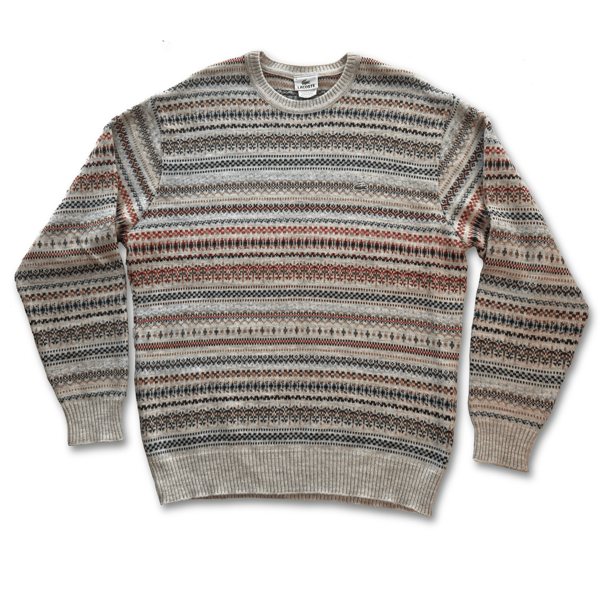Vintage Lacoste Fair Isle Knit Sweater Made in France Size 6 Croc Embroidered - thriftgoblinTops