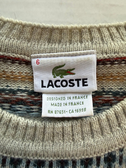 Vintage Lacoste Fair Isle Knit Sweater Made in France Size 6 Croc Embroidered - thriftgoblinTops