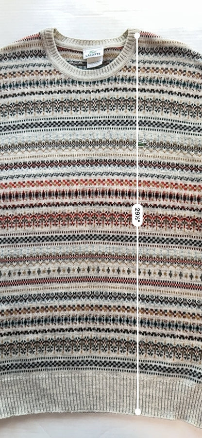 Vintage Lacoste Fair Isle Knit Sweater Made in France Size 6 Croc Embroidered - thriftgoblinTops