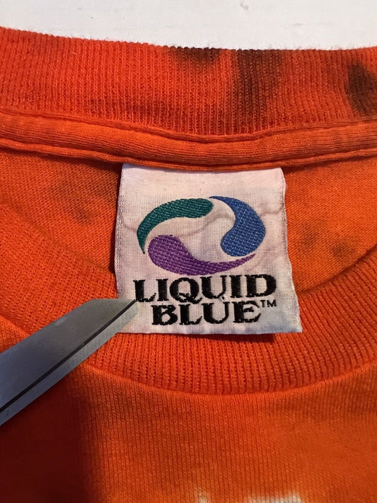 Vintage Liquid Blue Denver Broncos Helmet Tie Dye Size M Short Sleeve T shirt - thriftgoblin
