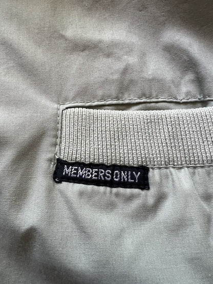 Vintage Members Only Beige Full Zip Polyester Blend Jacket Adult Size XL - thriftgoblin