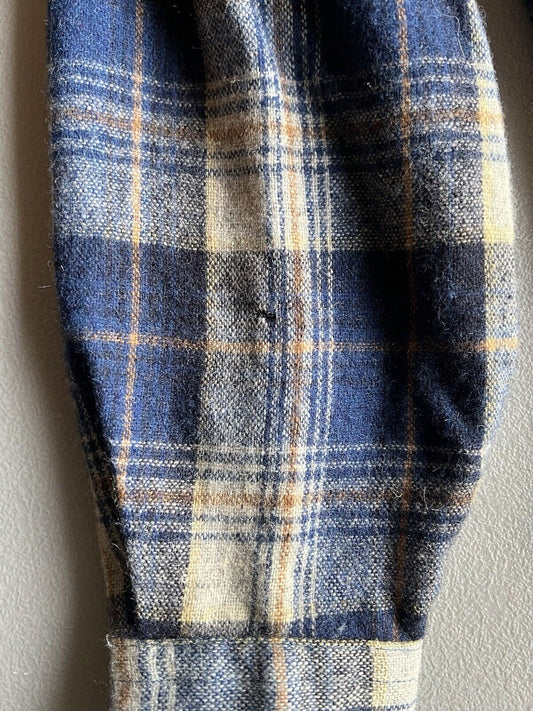 Vintage Mervyn’s Collection Wool Blend Plaid Flannel Blue Khaki Men’s Medium - thriftgoblin