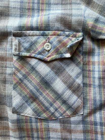 Vintage Meryvn’s Mens Collection Flannel White Thin Polyester Brown Letter 1970 - thriftgoblin