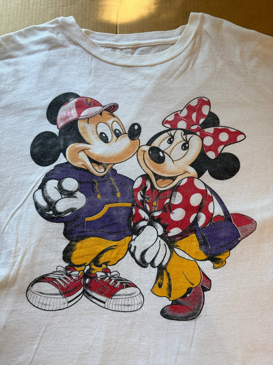 Vintage Mickey and Minnie Streetwear Graphic Tee White - Thrift GoblinT-Shirt