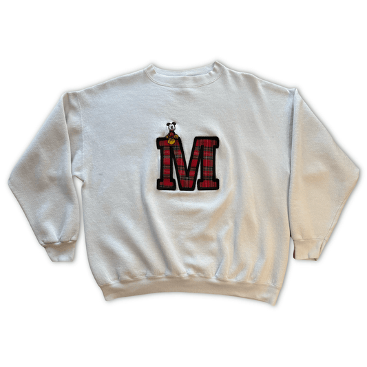 Vintage Mickey & Co Crewneck Sweatshirt Red Plaid M Patch Mickey Mouse - thriftgoblinTops