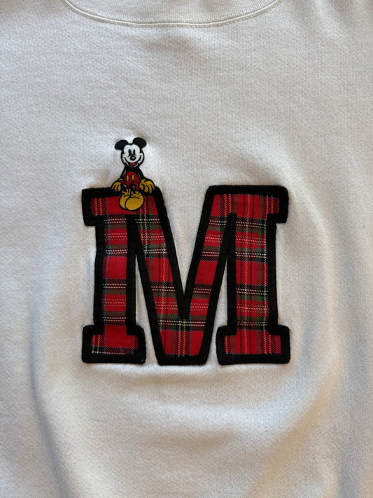 Vintage Mickey & Co Crewneck Sweatshirt Red Plaid M Patch Mickey Mouse - thriftgoblinTops