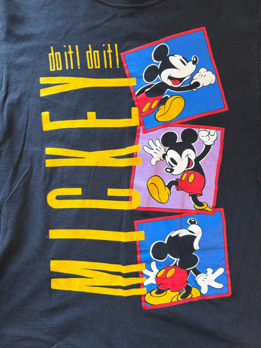 Vintage Mickey & Co Do It Long Sleeve Mock Neck Tee J.G. Hook L Faded Black - Thrift GoblinT-Shirt