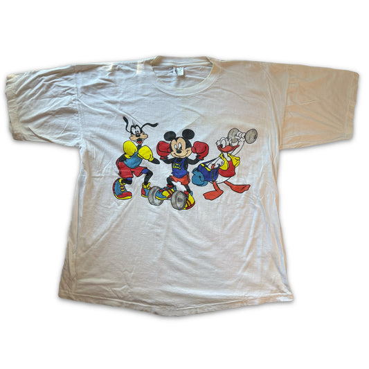 Vintage Mickey Goofy Donald Boxing Workout Glitter Graphic Tee Ritz XL - Thrift GoblinT-Shirt