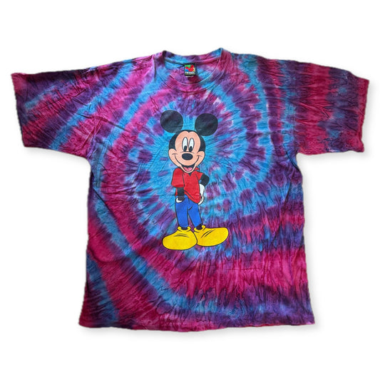 Vintage Mickey Mouse Spiral Tie Dye Tee Mickey Unlimited XL - Thrift GoblinT-Shirt