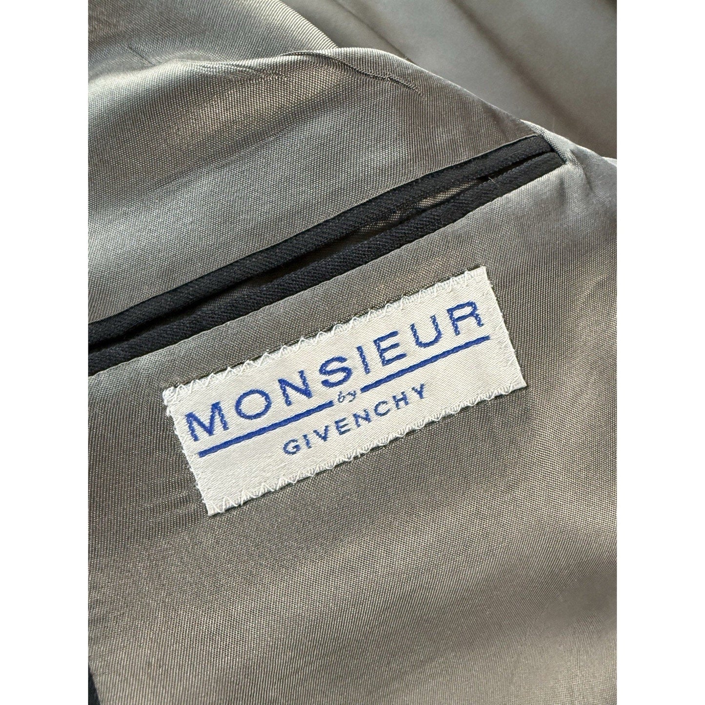 Vintage Monsieur by Givenchy Men’s 42 Long Charcoal Stripe Blazer Jacket Clean - thriftgoblin