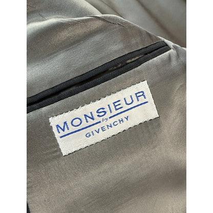 Vintage Monsieur by Givenchy Men’s 42 Long Charcoal Stripe Blazer Jacket Clean - thriftgoblin