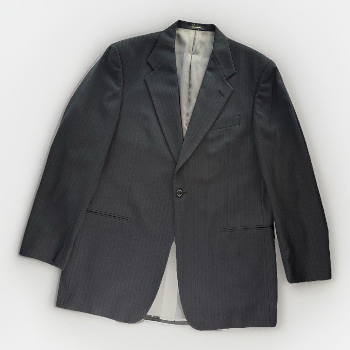 Vintage Monsieur by Givenchy Men’s 42 Long Charcoal Stripe Blazer Jacket Clean - thriftgoblin