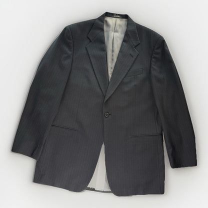 Vintage Monsieur by Givenchy Men’s 42 Long Charcoal Stripe Blazer Jacket Clean - thriftgoblin