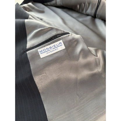 Vintage Monsieur by Givenchy Men’s 42 Long Charcoal Stripe Blazer Jacket Clean - thriftgoblin