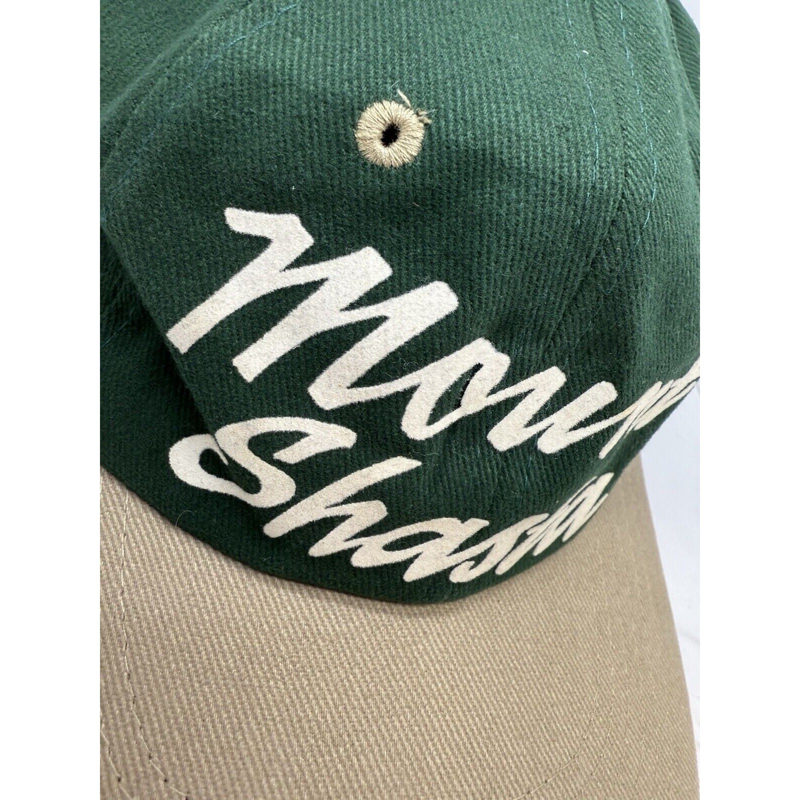 Vintage Mount Shasta Hat Forest Cap Souvenir Piece Att Headwear Camping Green - thriftgoblin