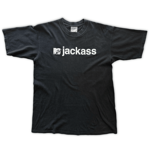 Vintage MTV 2001Jackass Tee All Sport Heavyweight Y2K Black M Music Television - thriftgoblinTee