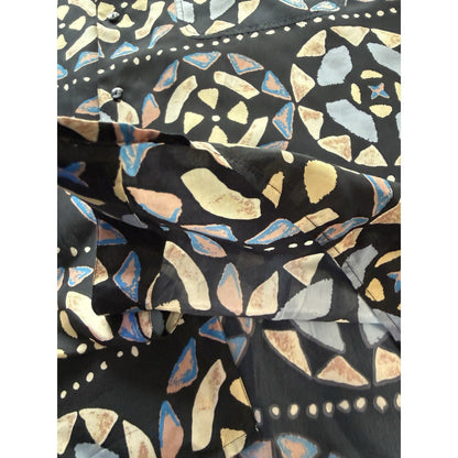 Vintage Natural Issue by Feldini Silk Geometric Print Shirt Men’s Large Black - thriftgoblin