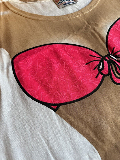 Vintage NEW 90s My Bikini Cover Up T-Shirt LA Imprints One Size Hot Pink Adult - thriftgoblin