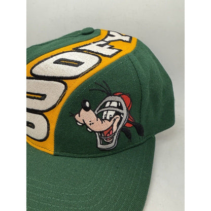 Vintage NWT Goofy Baseball Catchers Hat Co All Over Snapback Disney Green Yellow - thriftgoblinAccessory