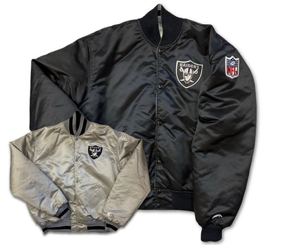 Vintage Oakland Raiders NFL Reversible Jacket Mens XLarge Starter Satin Bomber - thriftgoblin