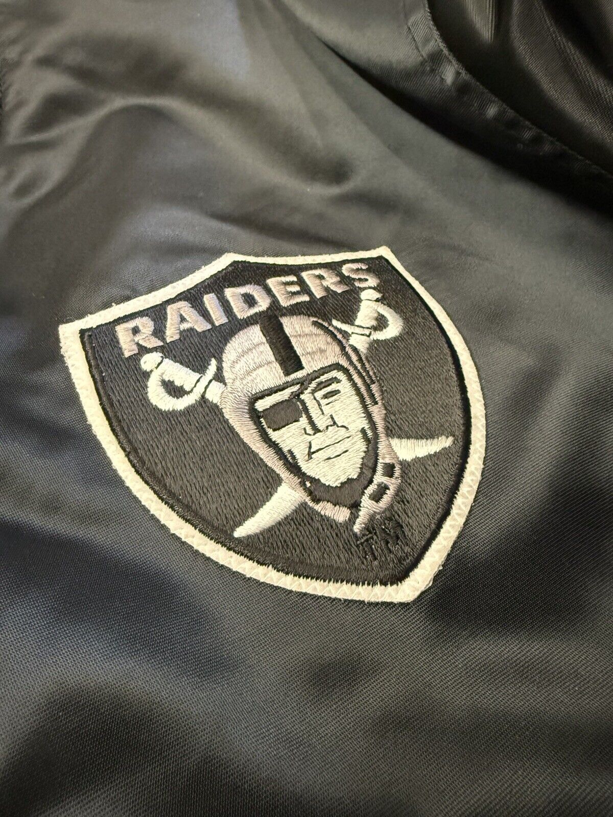Vintage Oakland Raiders NFL Reversible Jacket Mens XLarge Starter Satin Bomber - thriftgoblin
