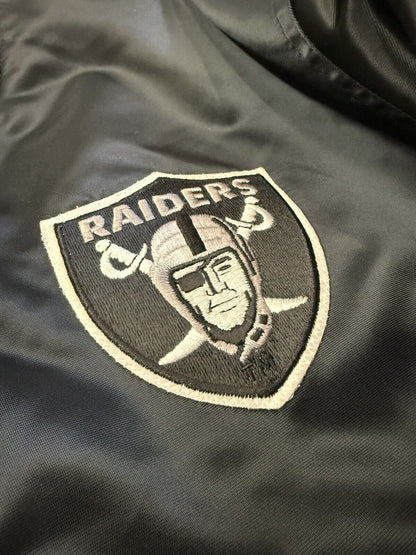 Vintage Oakland Raiders NFL Reversible Jacket Mens XLarge Starter Satin Bomber - thriftgoblin